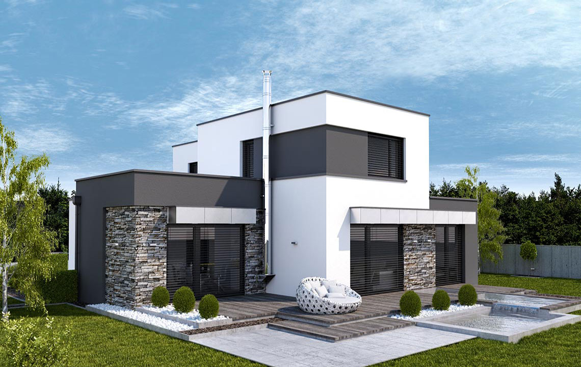 biwa Projekt domu s plochou střechou - vizualizace 03
