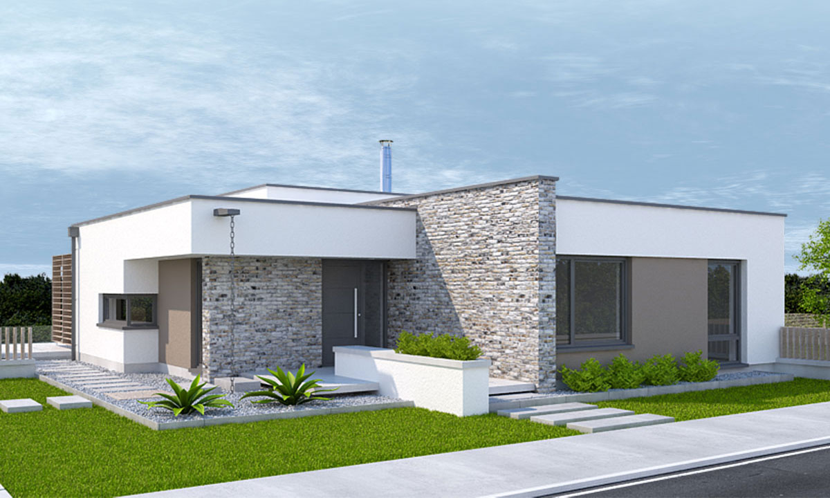 tible Designový projekt domu s plochou střechou - vizualizace 03